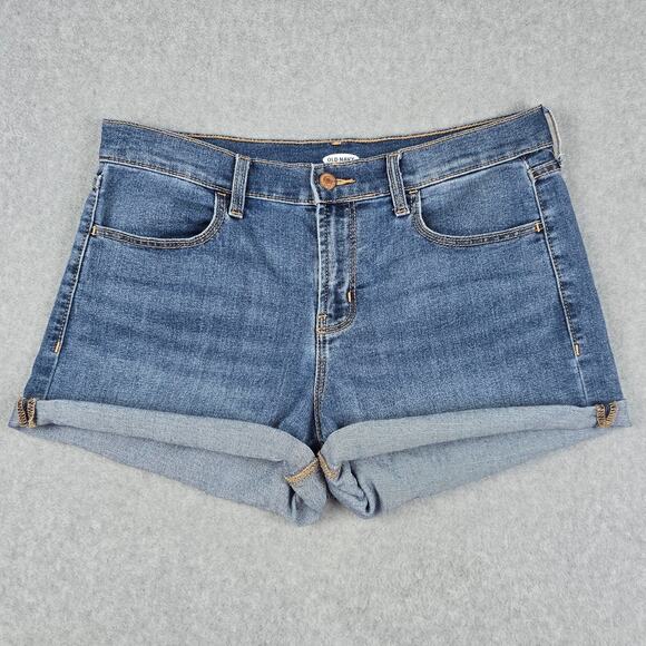 Old Navy Womens 10 Blue Denim Cuffed Shorts Medium-Wash 32" Waist - Picture 1 of 10